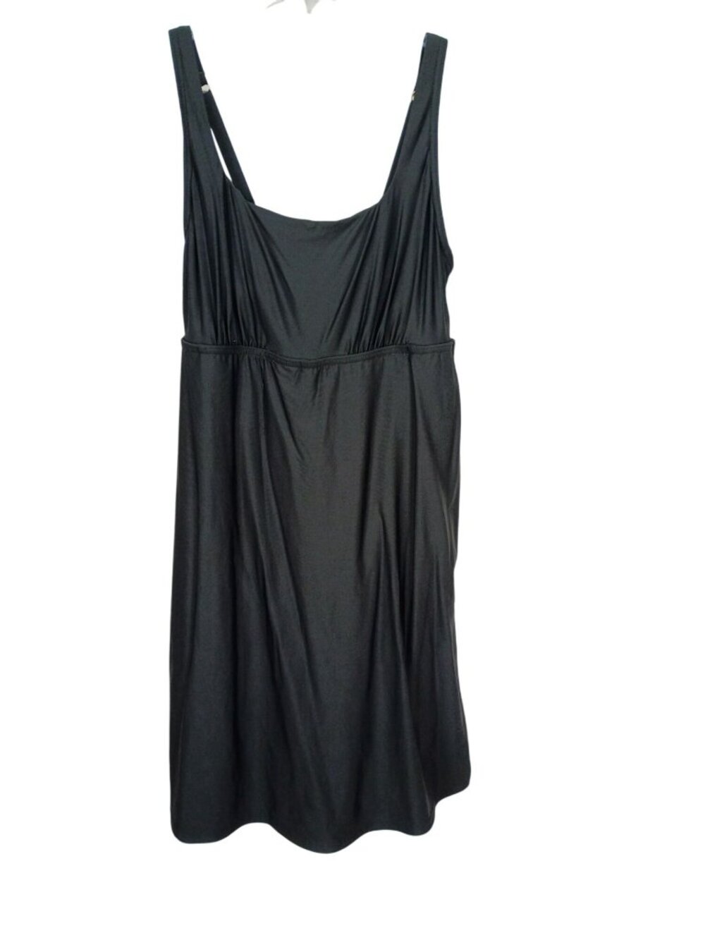 Lands End Womens Chlorine Resistant Square Neck Swim Dress Control Black 10L